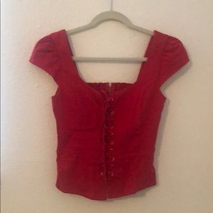 Red lace up top